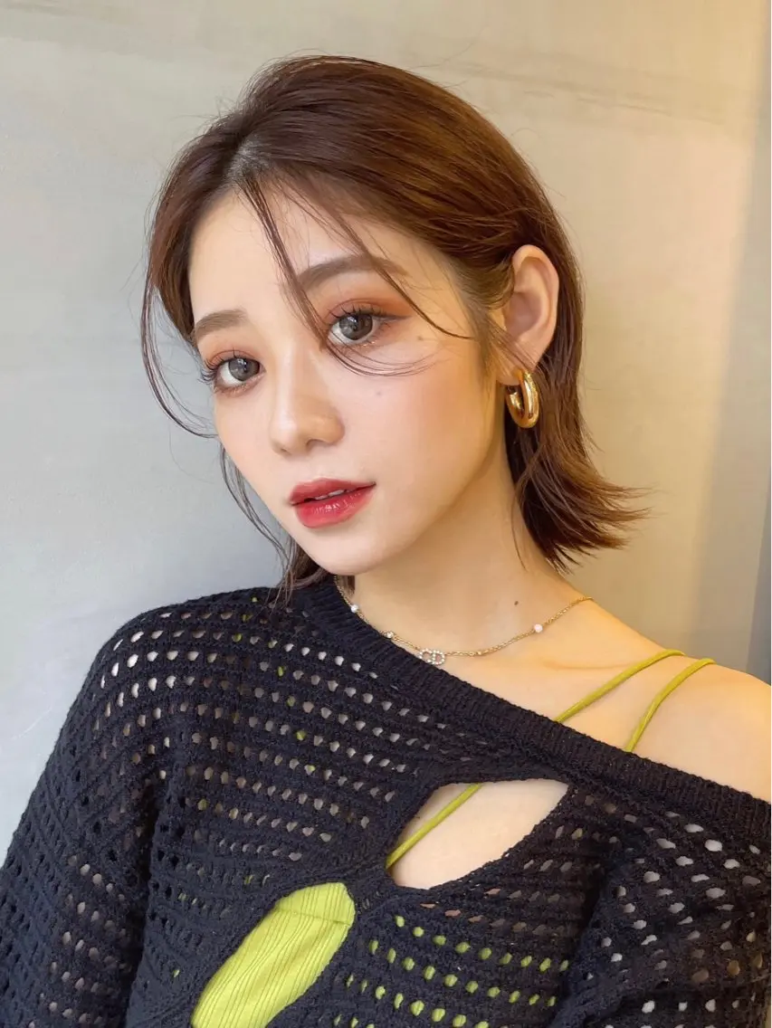 ミディアム カラー カット ヘアカラー トリートメント Aster 店長 れおんのヘアスタイル