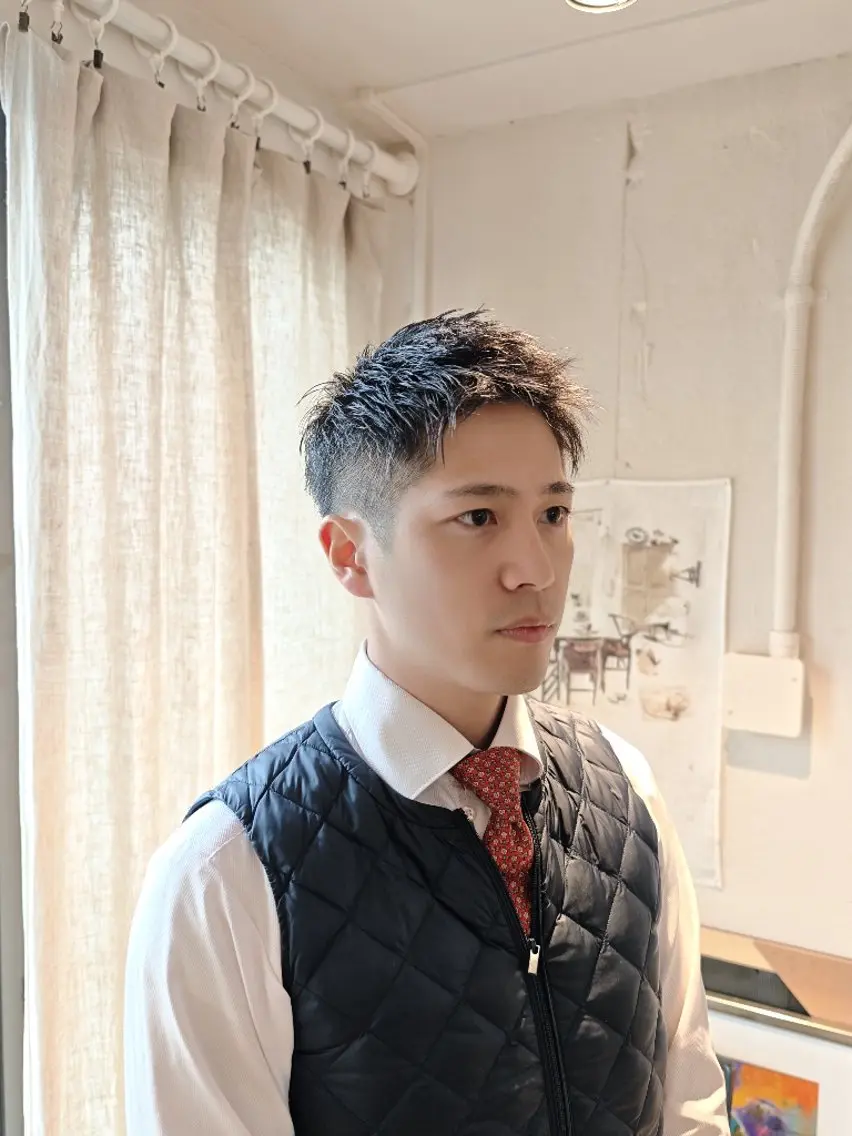 ショート メンズ ビジネス ショートヘア カット 怪我の為1ヶ月程 お休みします🙇のヘアスタイル