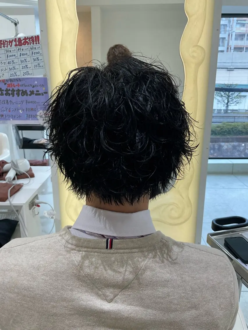 パーマ メンズ 波巻きパーマ 稲村 直也のヘアスタイル
