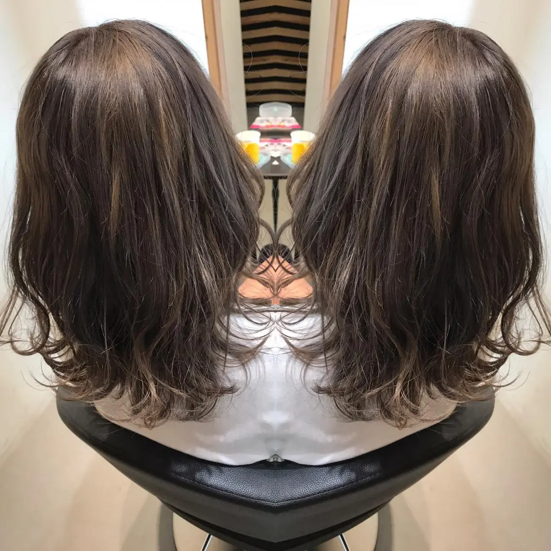 ミディアム カラー ブリーチ グレージュ ヘアカラー 大久保 隆蔵のヘアスタイル