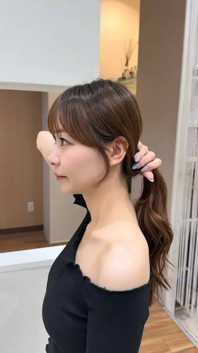 ロング 顔周りカット カット 成田 天音のヘアスタイル