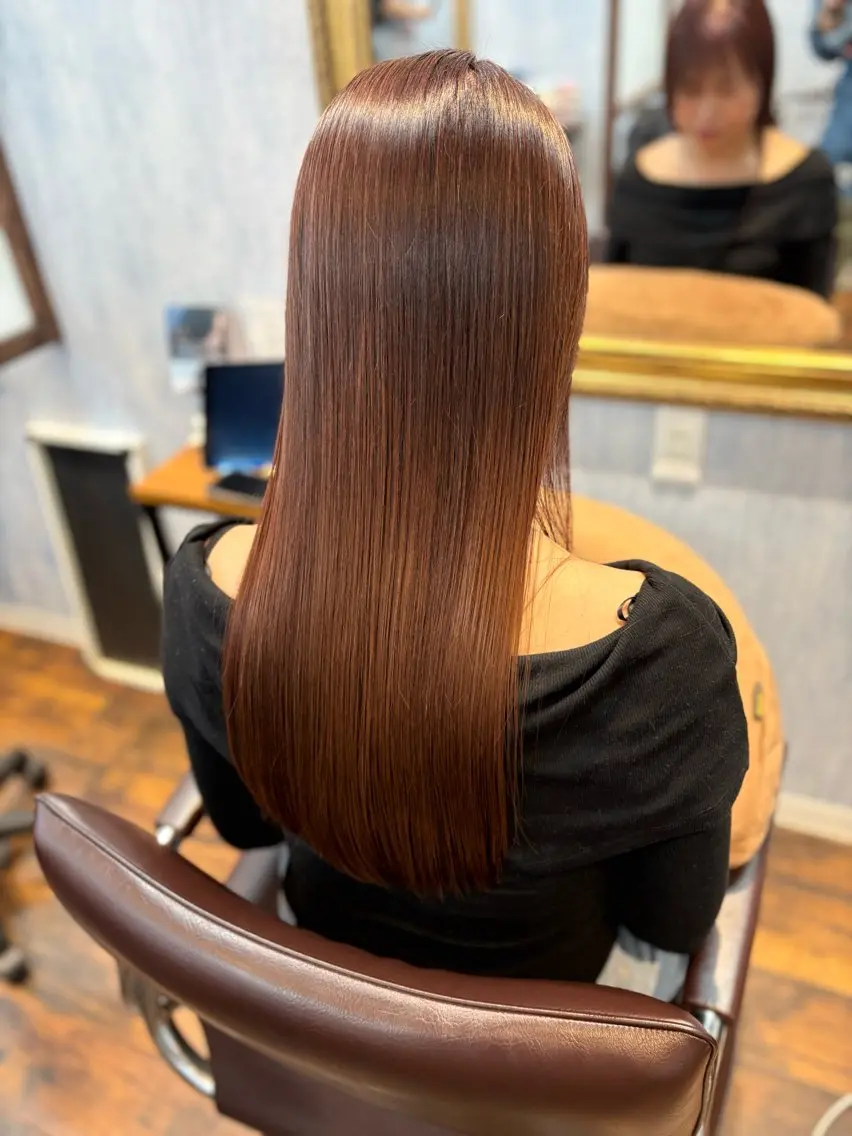 ロング くせ毛 髪質改善 縮毛矯正 トリートメント 酸性ストレート カット ヘアカラー トリートメント ✨髪質改善特化✨ Romyリョージ✨のヘアスタイル