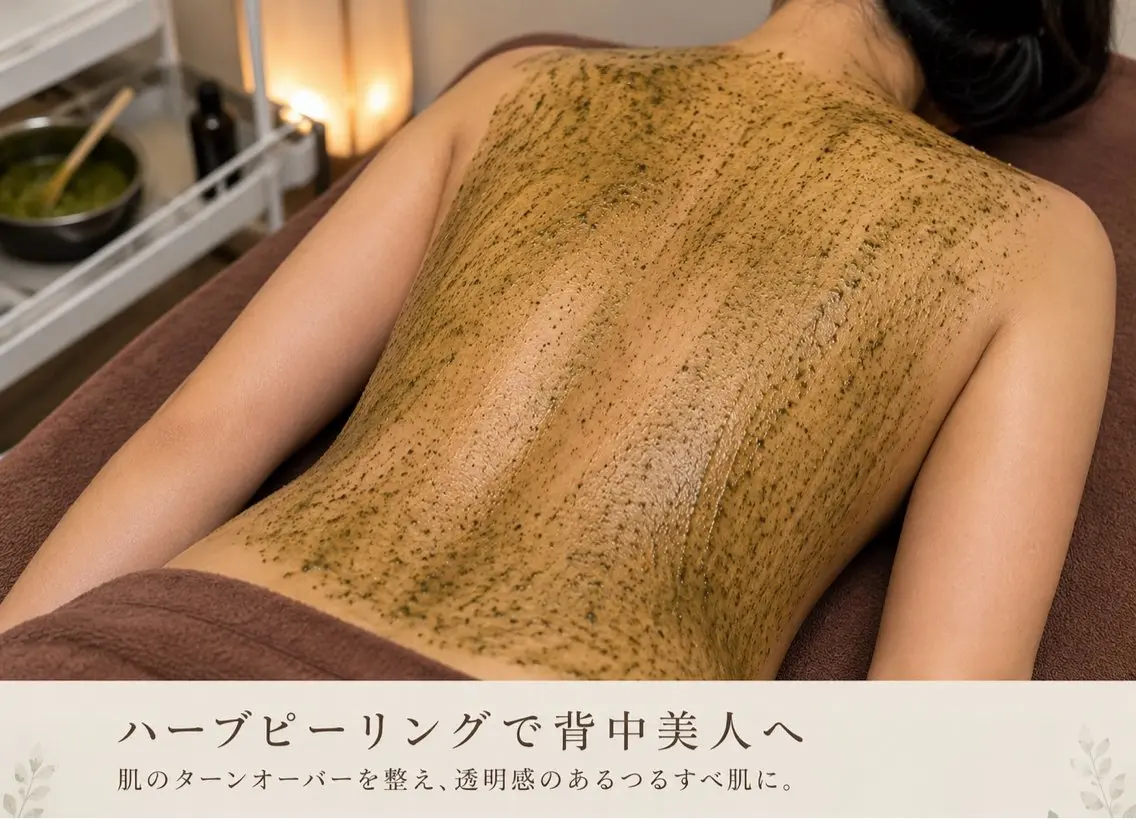 🌿【背中集中ケア110分】背中ハーブピーリング＋毛穴洗浄＋ニキビケア✨の写真