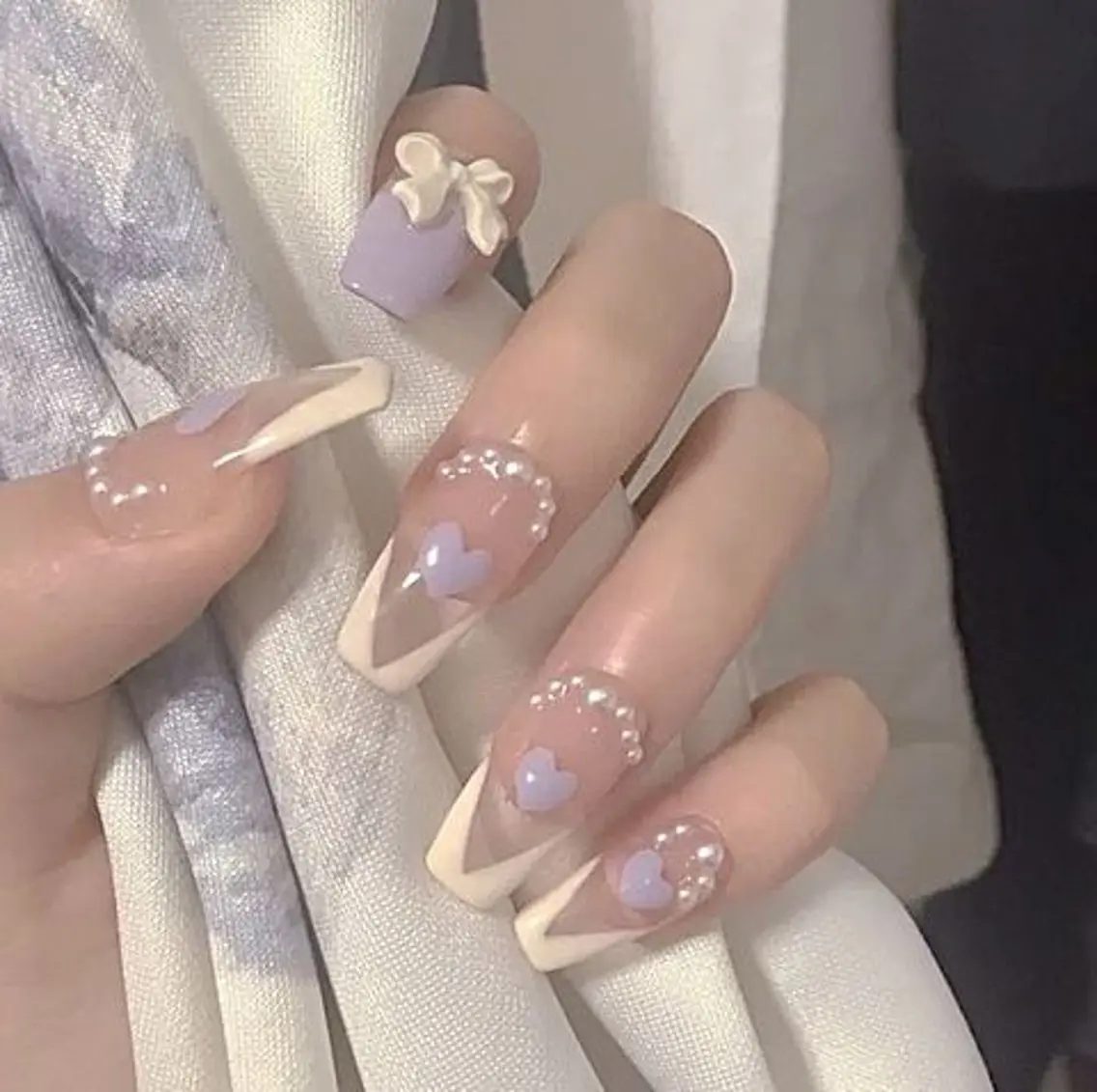 ネイル フレンチネイル パーツ全部¥110 サロンミミのネイルデザイン