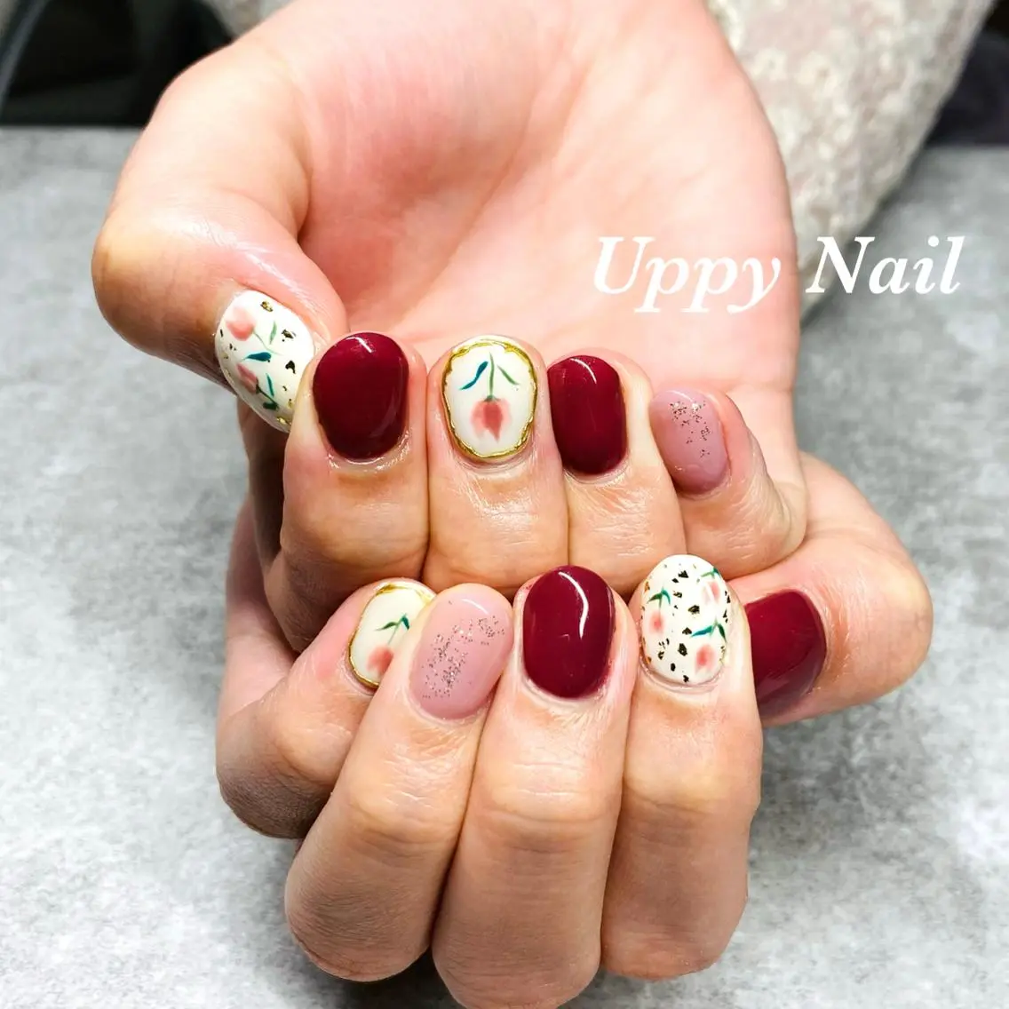 ネイル フラワーネイル 春ネイル ハンドネイル Uppy Nail ukyoのネイルデザイン