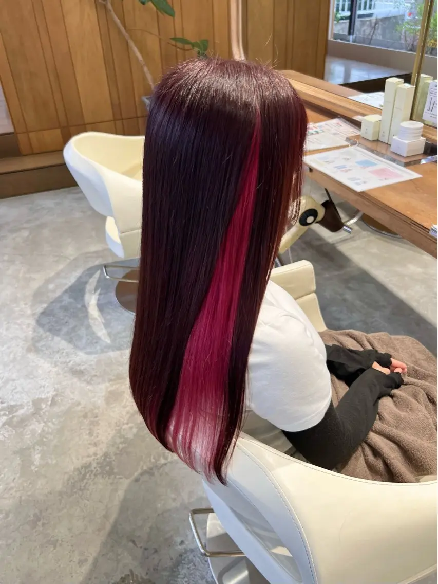 ロング カラー ブラウンカラー レッドカラー レッドブラウン カット ヘアカラー WATANABE MISAKIのヘアスタイル