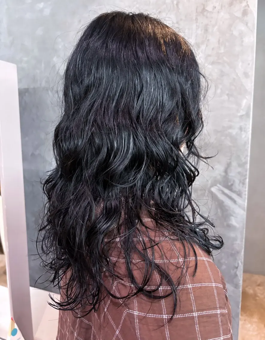 ロング パーマ カット パーマ 淀 小南津のヘアスタイル