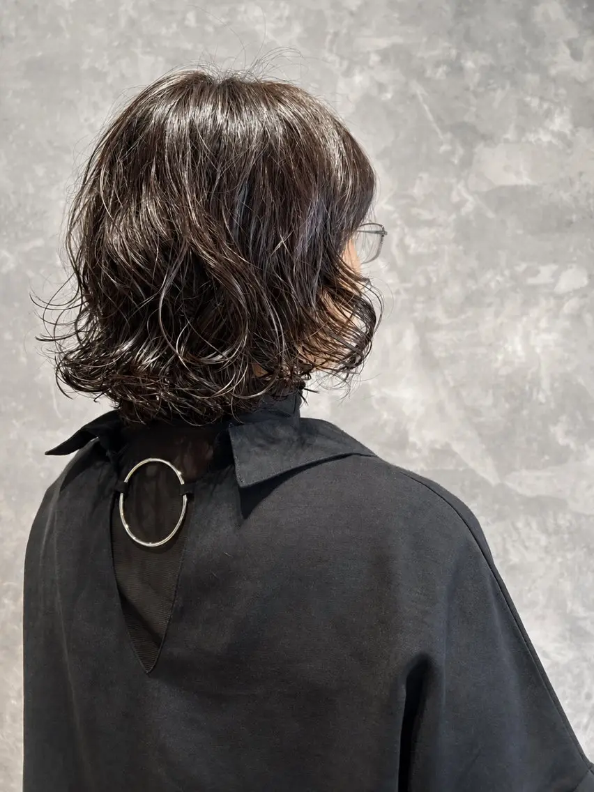 ミディアム パーマ ミディアムパーマ ボブ 顔周りカット レイヤーカット T Akaneのヘアスタイル