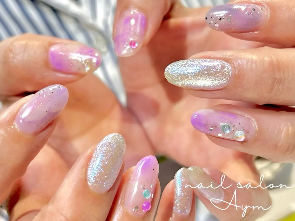 ネイル マグネットネイル ニュアンスネイル nail salon Aymのネイルデザイン