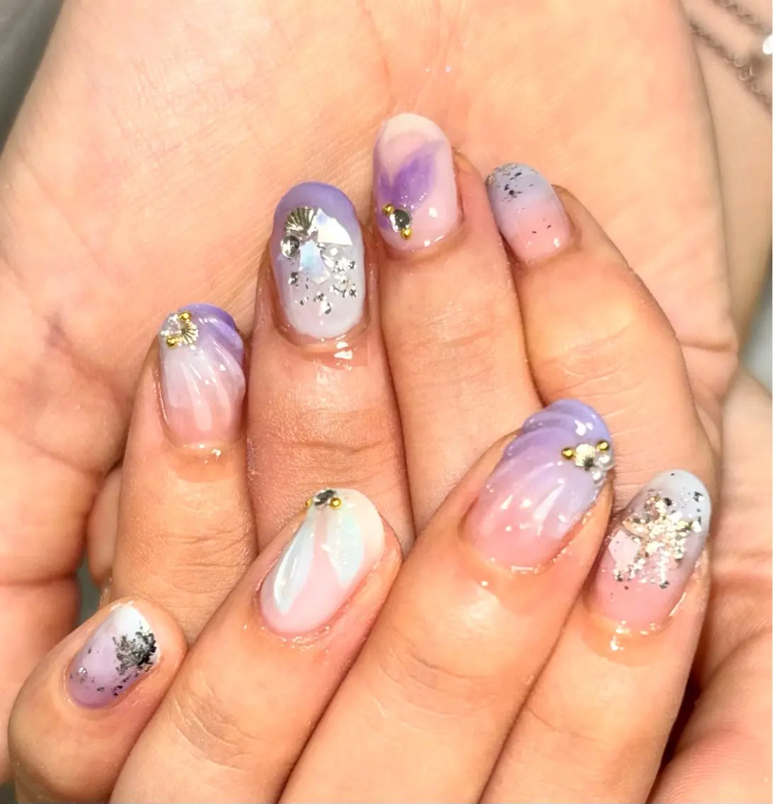 ネイル アートネイル 持ち込み ショートネイル 夏ネイル Natsumi 【protea】のネイルデザイン