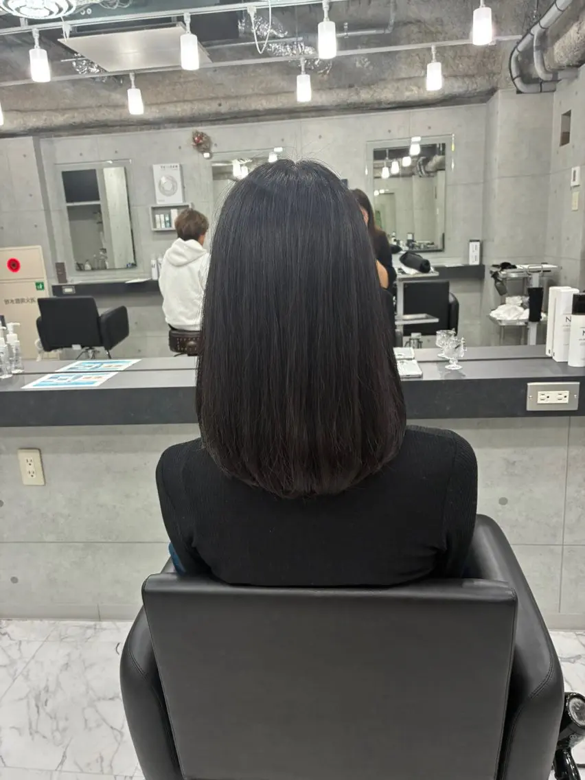 ロング カラー 黒髪 カット ヘアカラー トリートメント Endearing 🌟銀座のヘアスタイル