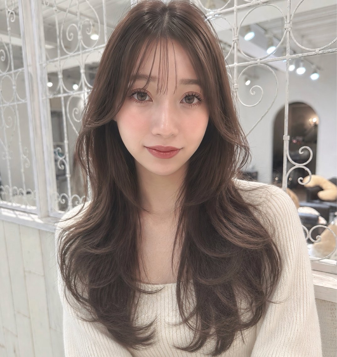 ロング カラー ロングレイヤー レイヤーカット ロング カット ヘアカラー トリートメント レイヤーカット/ 大人可愛い　中村美羅のヘアスタイル