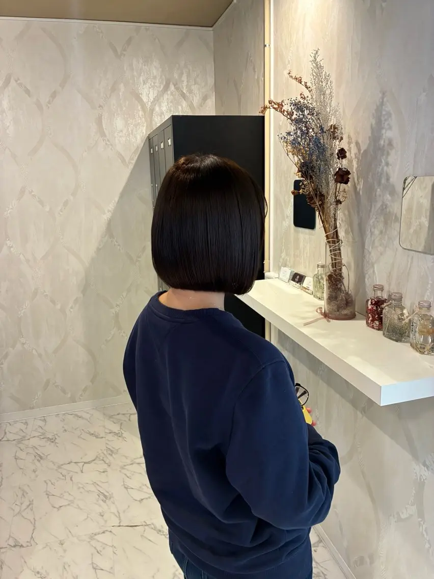 ミディアム カラー ブラウンカラー ボブ ハナダ メイのヘアスタイル