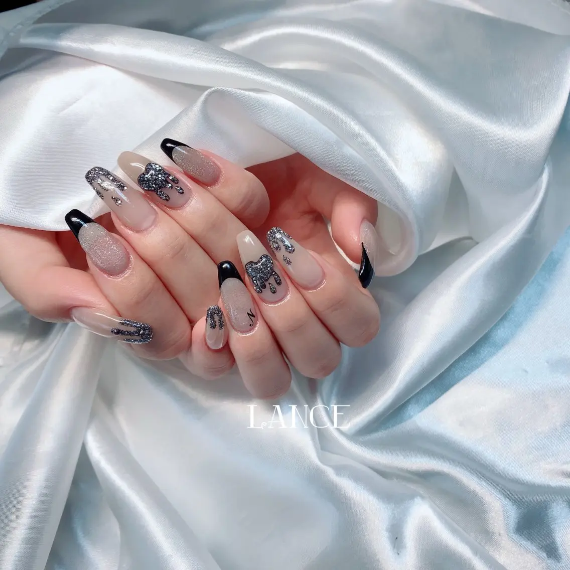 ネイル オーロラネイル フットネイル フレンチネイル ハート キラキラネイル Lance nailのネイルデザイン