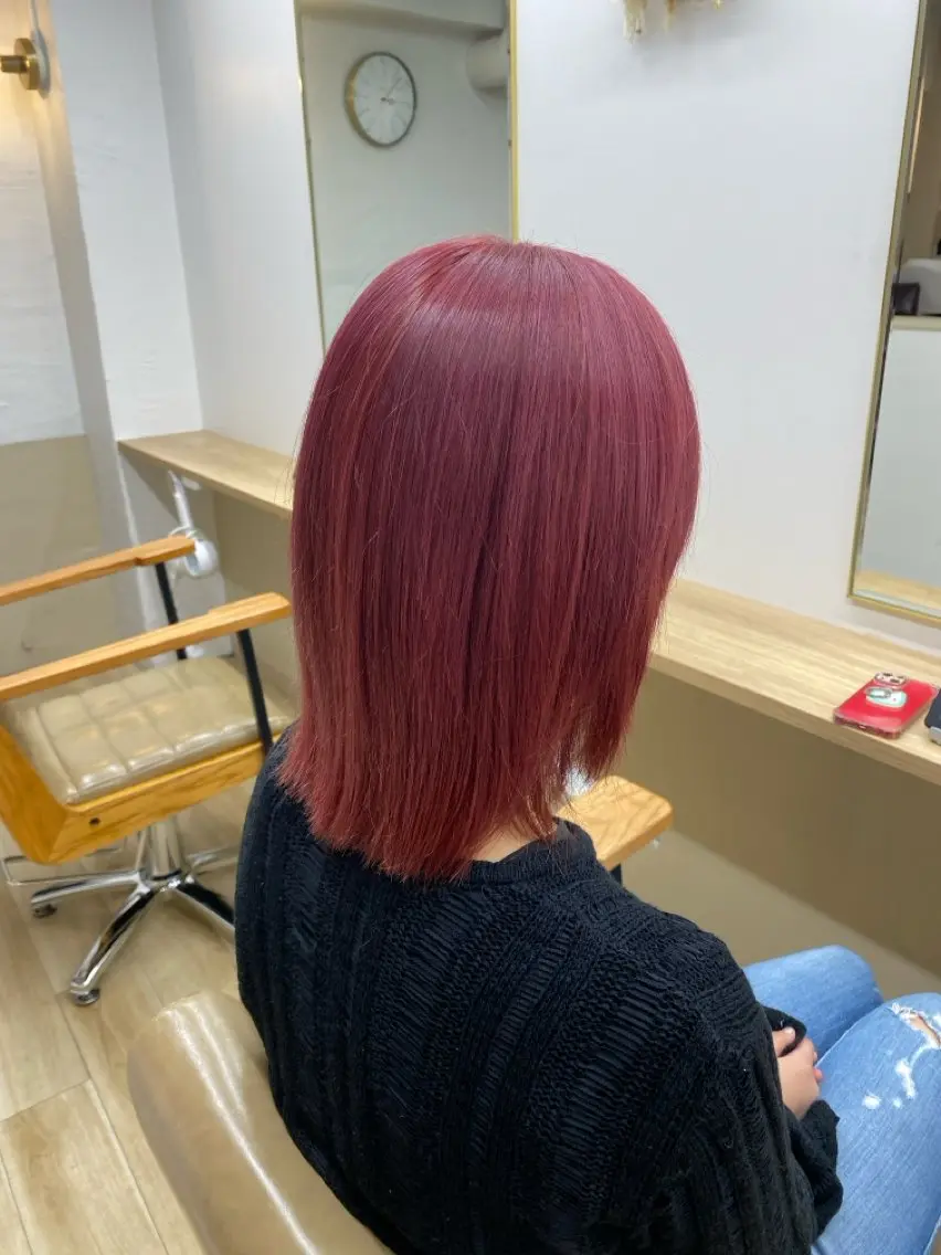 カラー ピンクカラー ヘアカラー a. ririのヘアスタイル