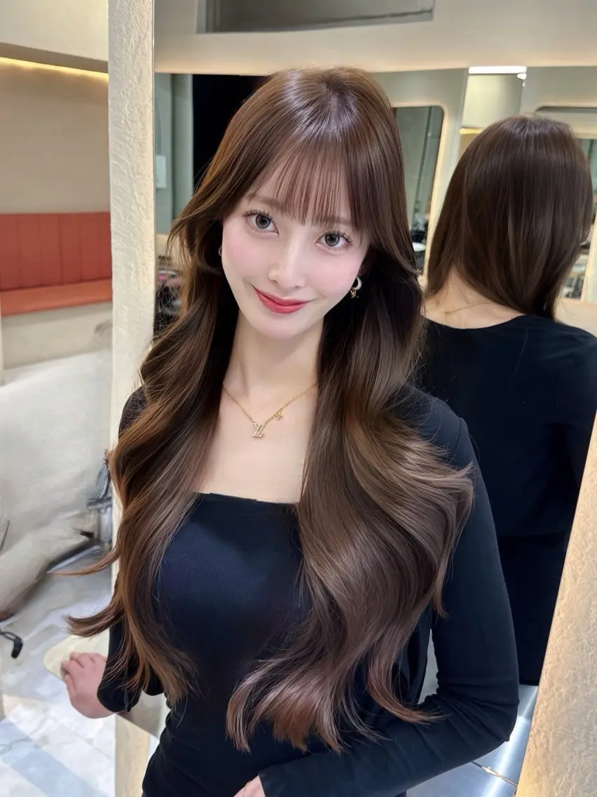 ロング 縮毛矯正 トリートメント カット ヘアカラー トリートメント 🫧髪質改善 講師🫧🍎幹細胞のヘアスタイル