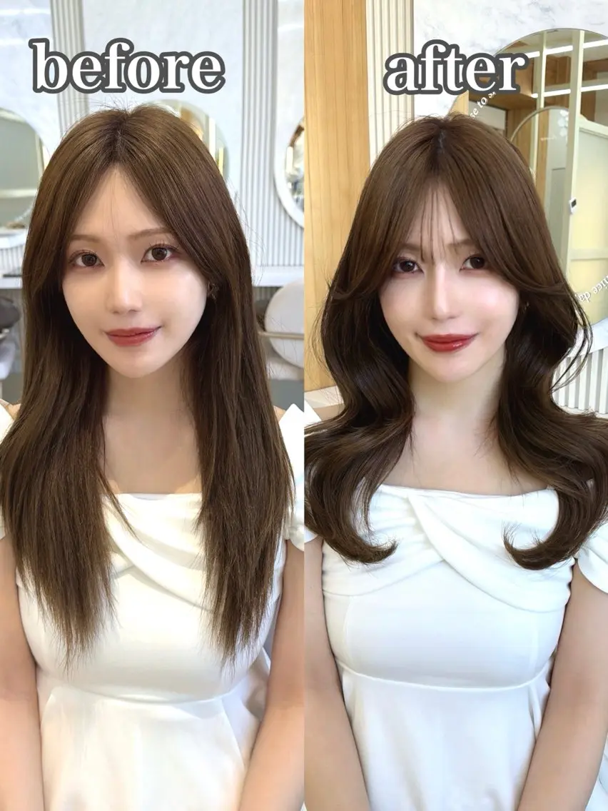 セミロング カット ヘアカラー トリートメント 顔周り/レイヤー /韓国ヘア/TAKUのヘアスタイル