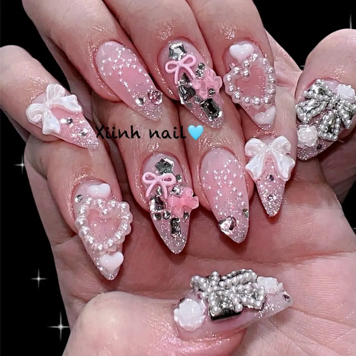 ネイル ブラウン チークネイル 桜ネイル 長さ出し フットネイル ハンドネイル XIINH NAIL SALONのネイルデザイン