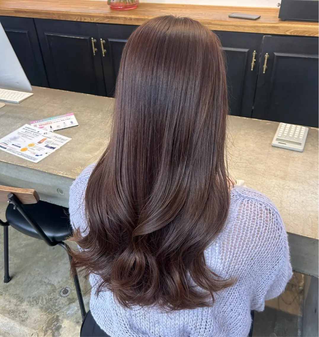 ロング カラー カット ヘアカラー トリートメント 🌷ラベンダーピンク 顔まわり🌷ねいろのヘアスタイル