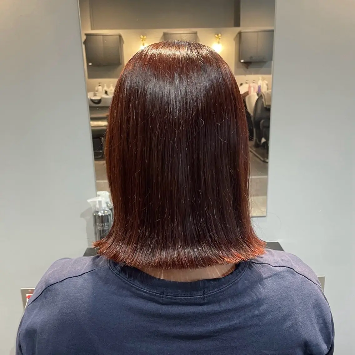 ミディアム カラー レッドカラー ヘアカラー トリートメント Mimi🎀ブリーチ なし透明感 Ｗカラーのヘアスタイル