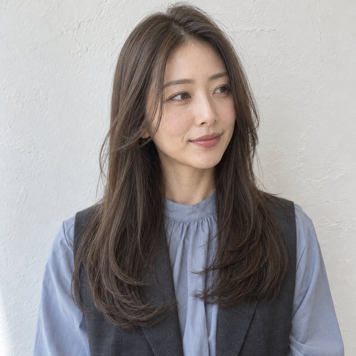 ロング カラー ロングレイヤー グレージュ オリーブグレージュ オリーブグレー レイヤーカット カット ヘアカラー トリートメント 銀座/モテ🤍垢抜け レイヤー/あさみのヘアスタイル