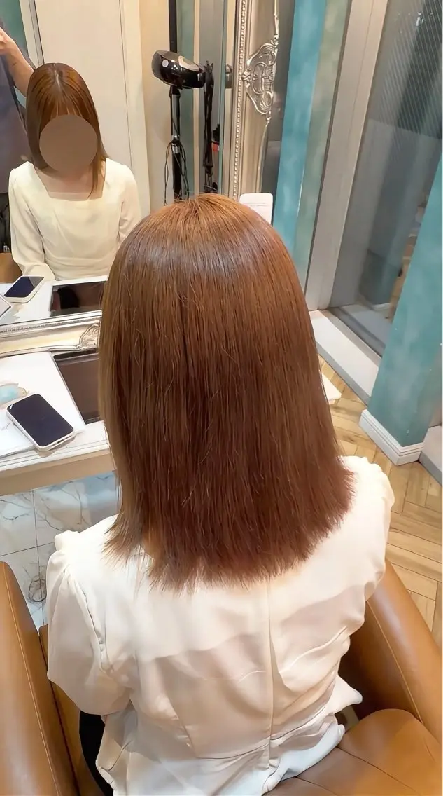 セミロング カラー ブリーチ ブリーチなしカラー ピンクカラー 髪質改善 韓国風ヘア ヘアカラー るい/艶カラー /美髪矯正/ワンホンのヘアスタイル