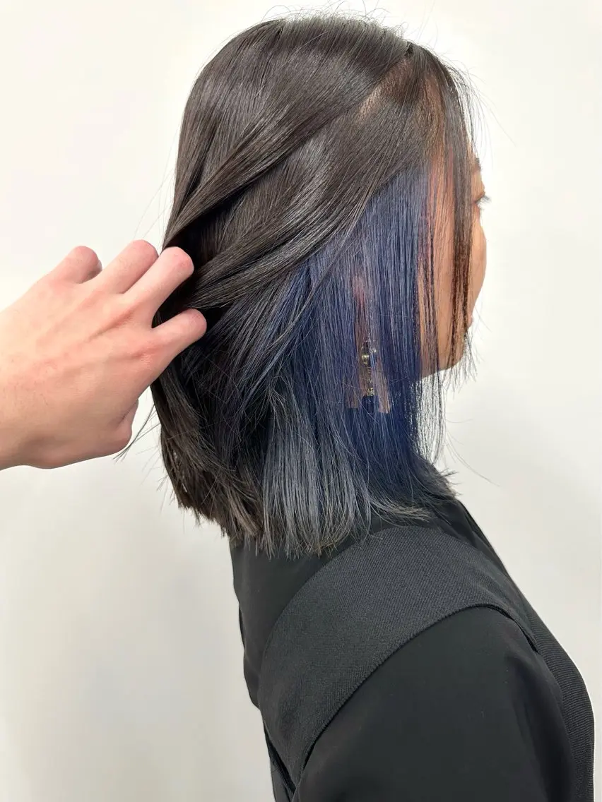 セミロング カラー インナーカラー カット ヘッドスパ ボブ/ゆるふわ ボブパーマ/とういのヘアスタイル