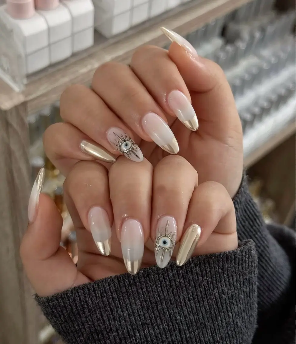 ネイル アートネイル オーロラネイル ブルー チークネイル フットネイル ハンドネイル NAILS168 新大久保店のネイルデザイン
