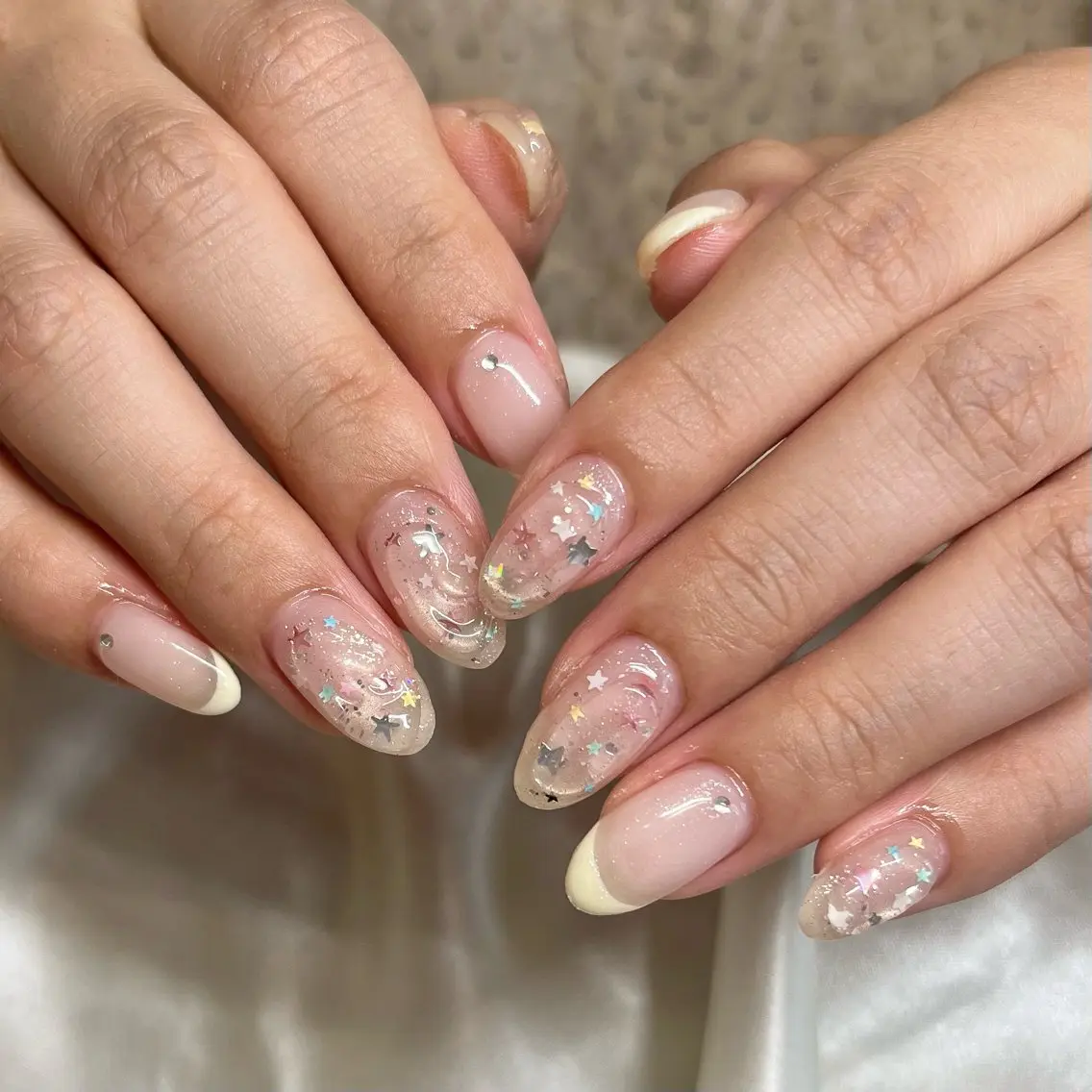 ネイル フレンチネイル ぷっくりネイル ハンドネイル petit sarina..ෆのネイルデザイン