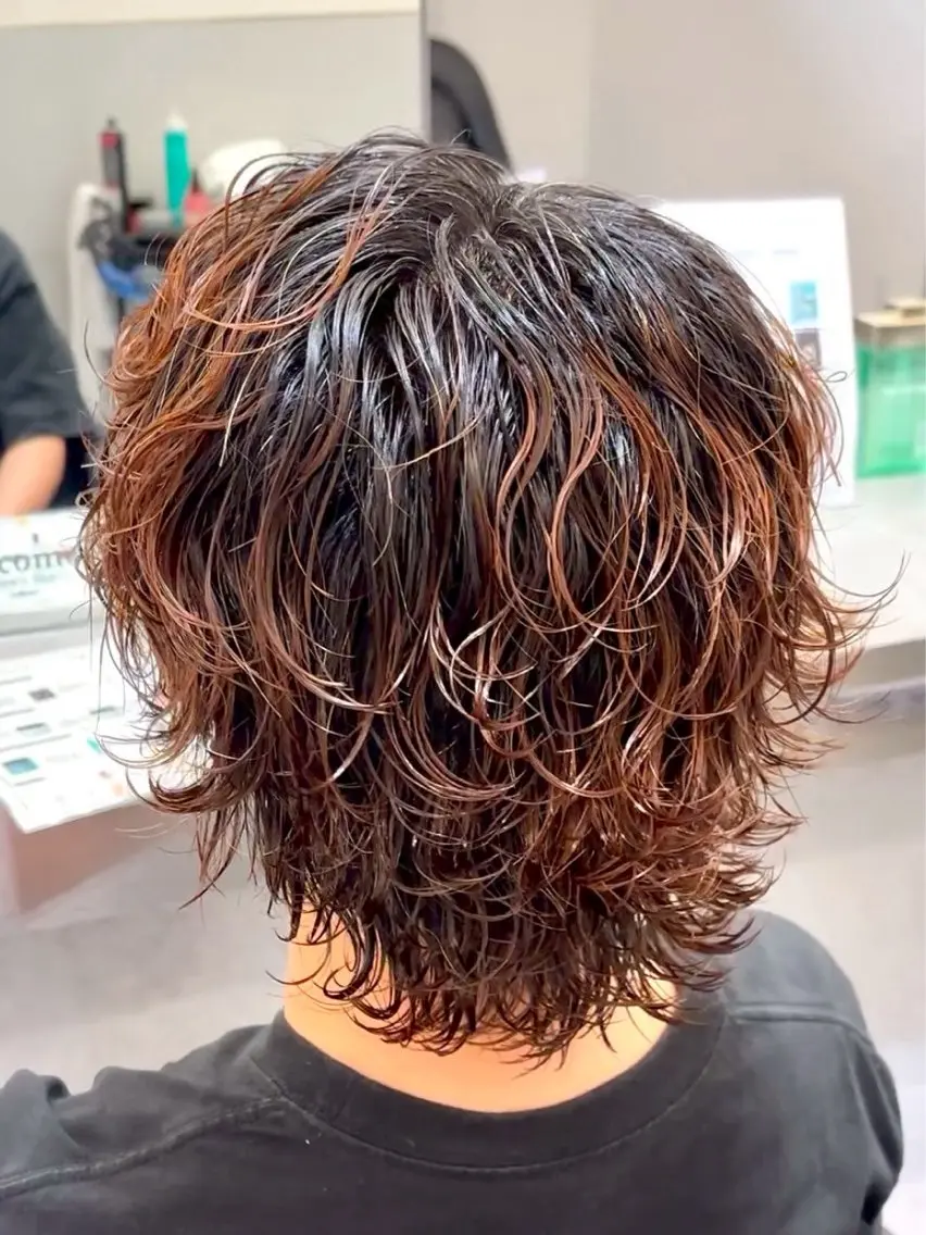 ミディアム パーマ メンズ 村雲 蓮のヘアスタイル