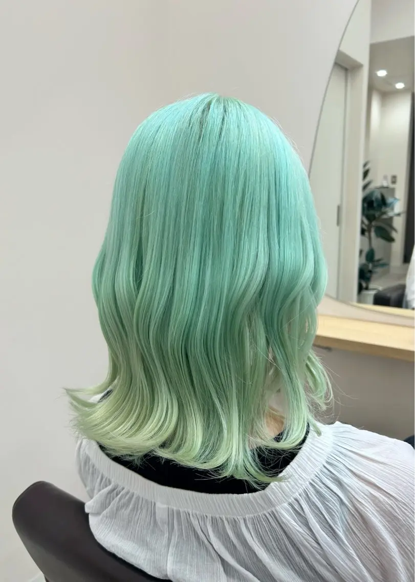 ミディアム カラー ブリーチ ミント ミントグリーン ヘアカラー トリートメント 透明感/ダブルカラー /🌸ERI🌸のヘアスタイル