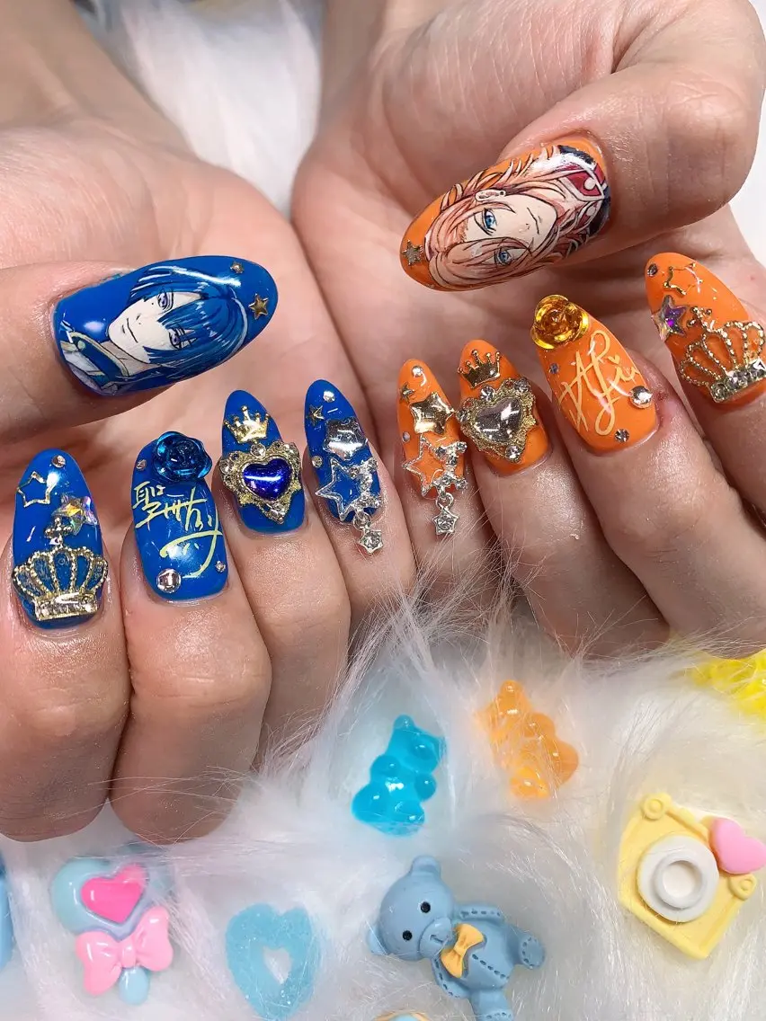 ネイル アートネイル キラキラネイル 韓国ネイル ロングネイル 持ち込み 3Dアートネイル💗 都築レナのネイルデザイン