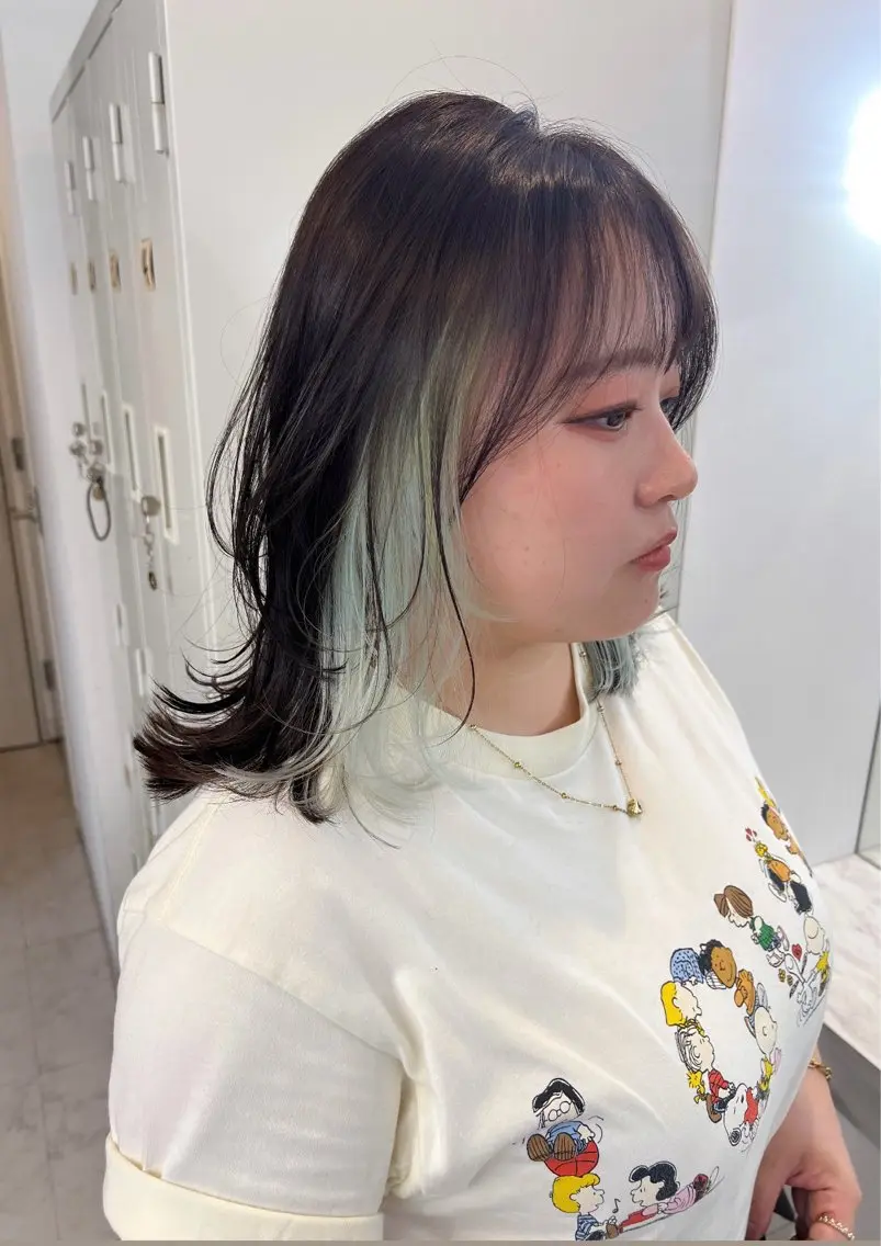 ミディアム カラー ミント カット ヘアカラー トリートメント ✨レイヤー/髪質改善 /エクステ✨ナカムラのヘアスタイル