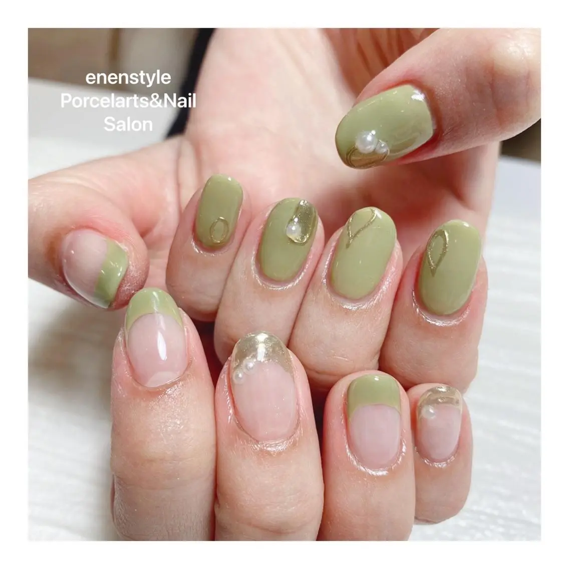 ミディアム ネイル ハンドネイル 🐾enen style 🐾のネイルデザイン