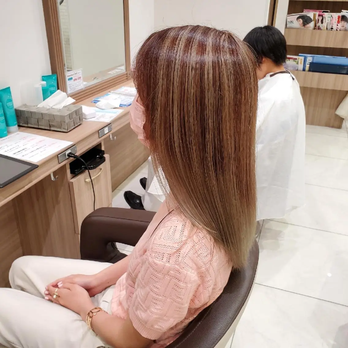 セミロング カラー アッシュ バレイヤージュ ベージュカラー ブリーチ イルミナカラー カラー特化🔥中村 和貴<Ash津田沼>のヘアスタイル