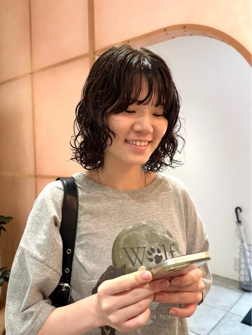 ショート パーマ カット パーマ トリートメント 前原  千尋のヘアスタイル