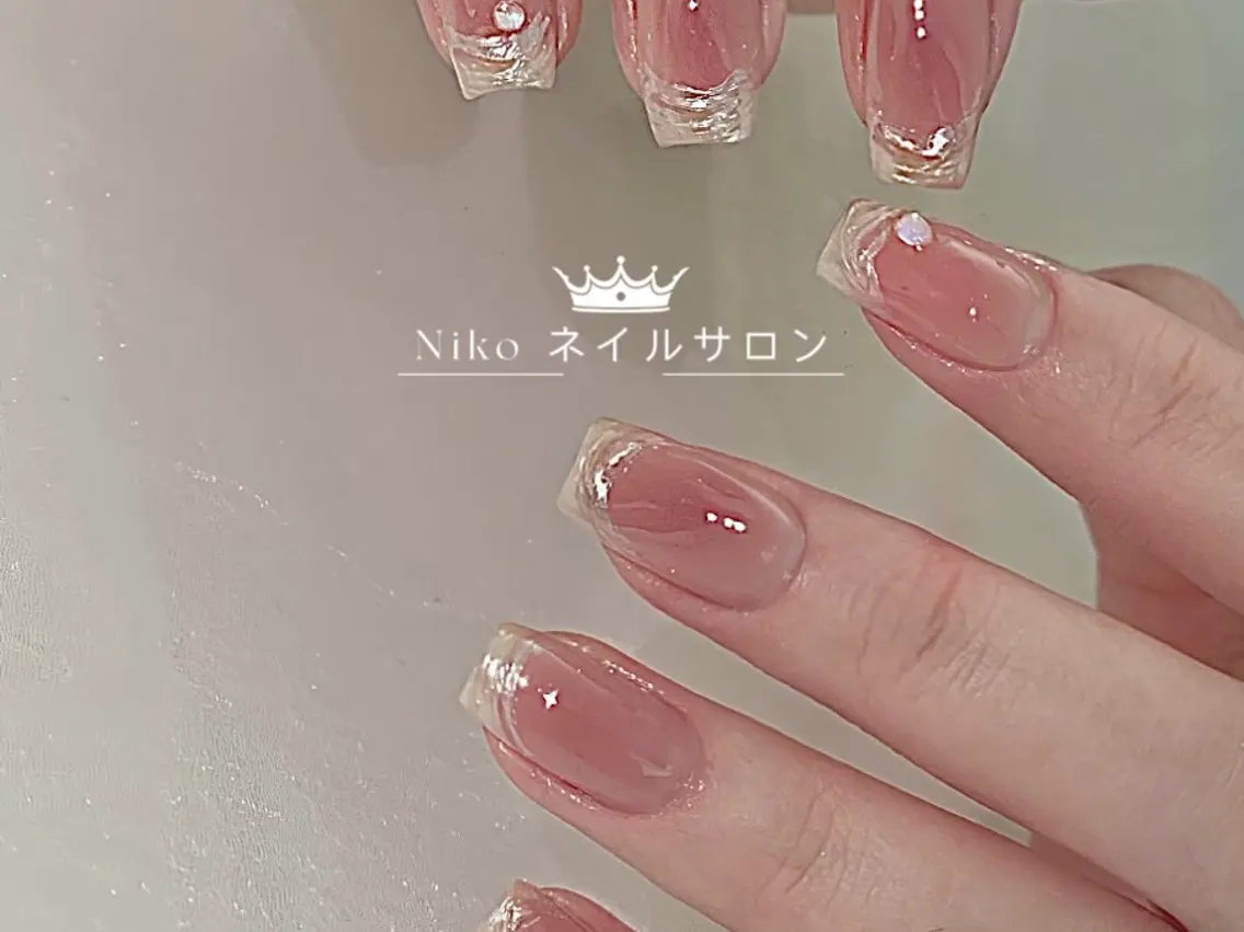 ネイル ジェルネイル ハート 韓国ネイル ニュアンスネイル パラジェル Nikoネイルサロン 高田馬場店のネイルデザイン