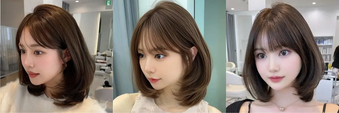 ミディアム カット ヘアカラー トリートメント City/louwe 韓国レイヤーカットのヘアスタイル