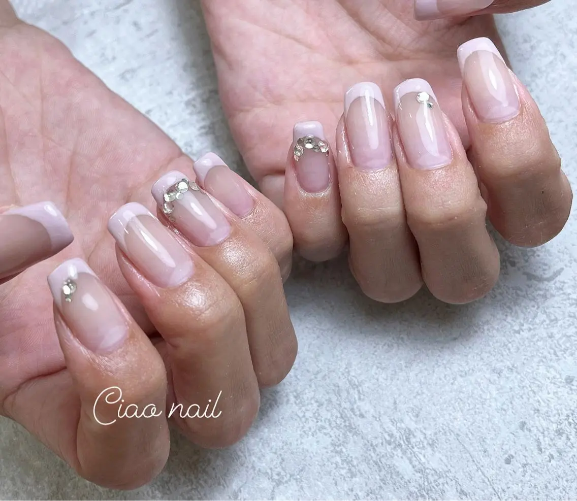 ネイル フレンチネイル ピンク 春ネイル #Amin nail salonのネイルデザイン