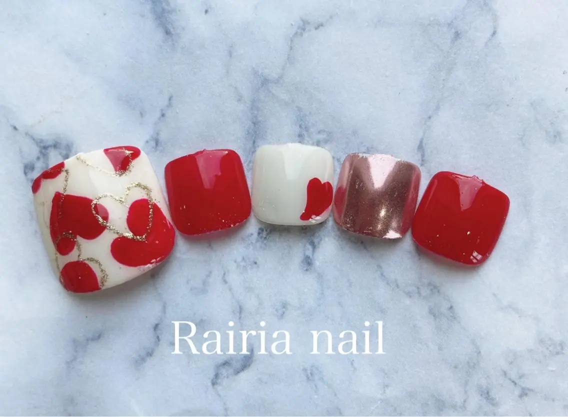 ネイル アートネイル ジェルネイル パラジェル バレンタイン 冬ネイル Rairia nail本八幡店のネイルデザイン