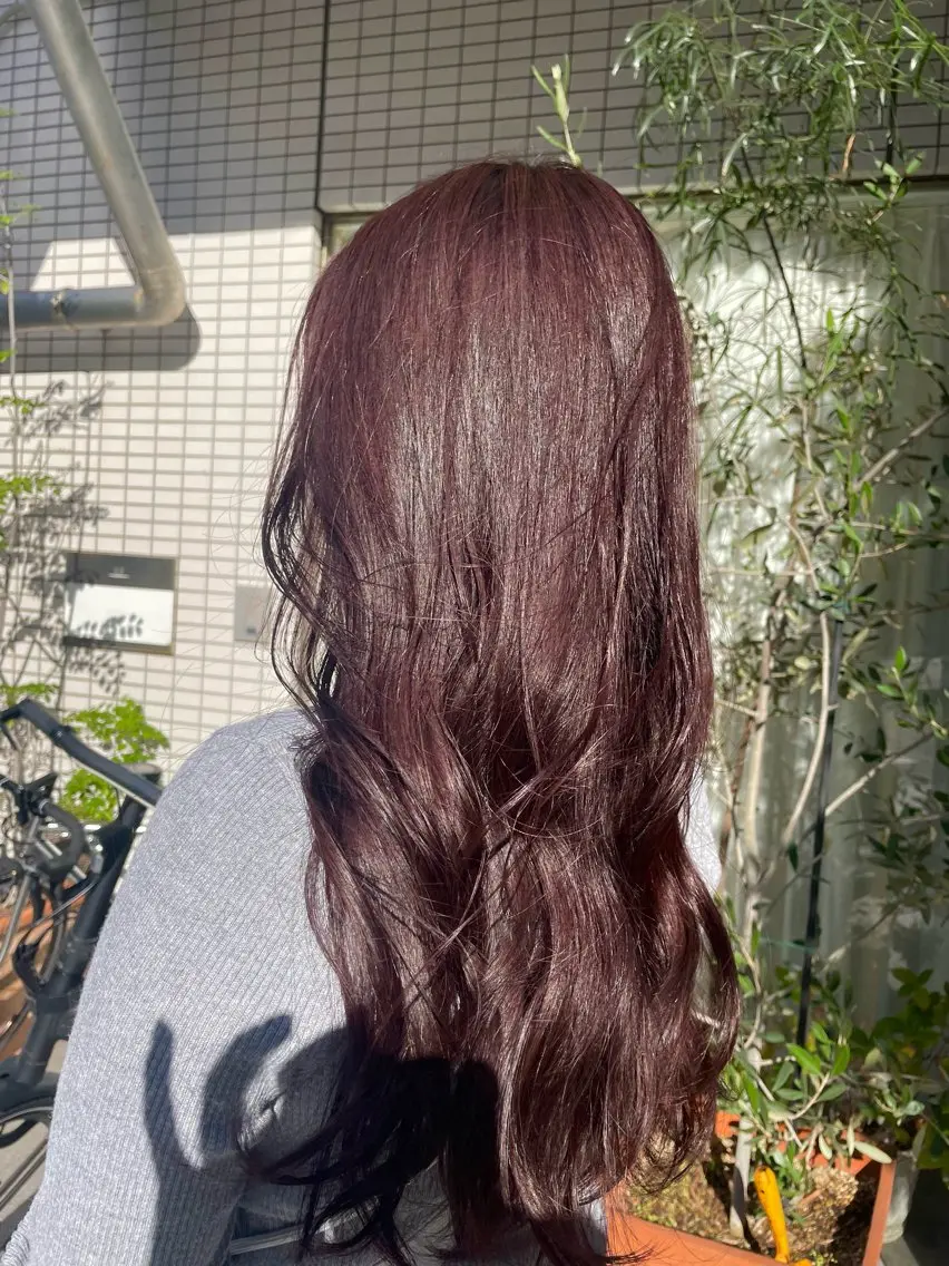 ロング カラー ボルドーカラー fio マナミのヘアスタイル