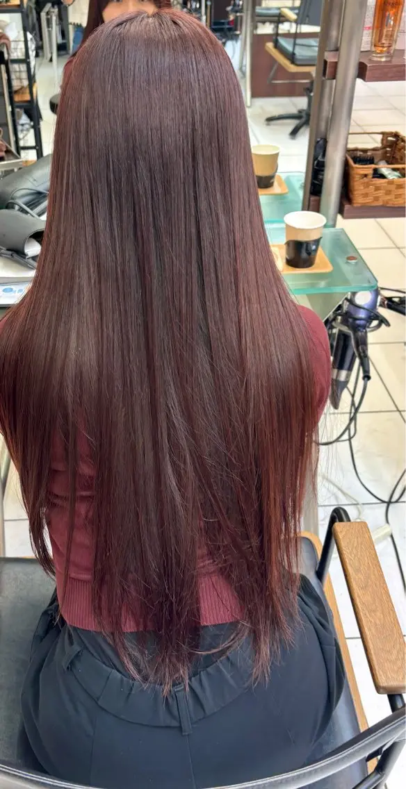 ロング カラー レッドカラー 透明感カラー️🫧 清水杏乃のヘアスタイル
