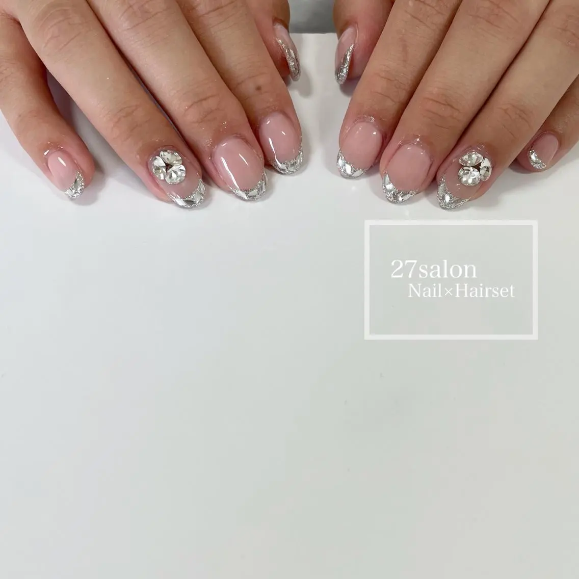 ネイル フレンチネイル ガラスフレンチ シンプルネイル 27salon yuinaのネイルデザイン