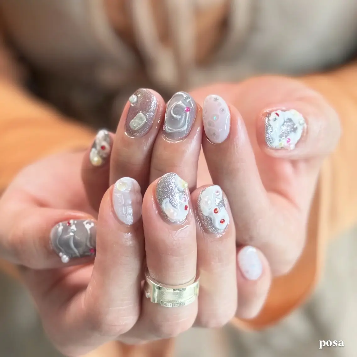 ネイル シンプルネイル ハンドネイル posa nail モエミのネイルデザイン