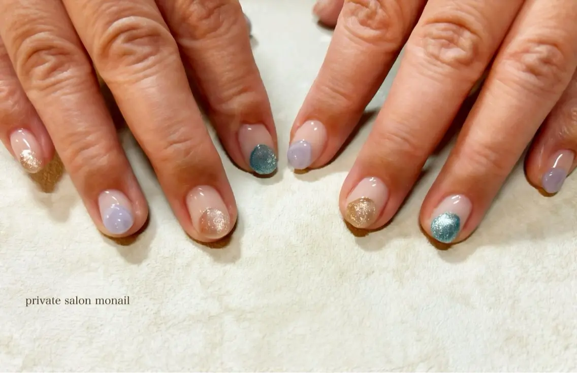 ネイル マグネットネイル ぷっくりネイル ハンドネイル nail salon monailのネイルデザイン