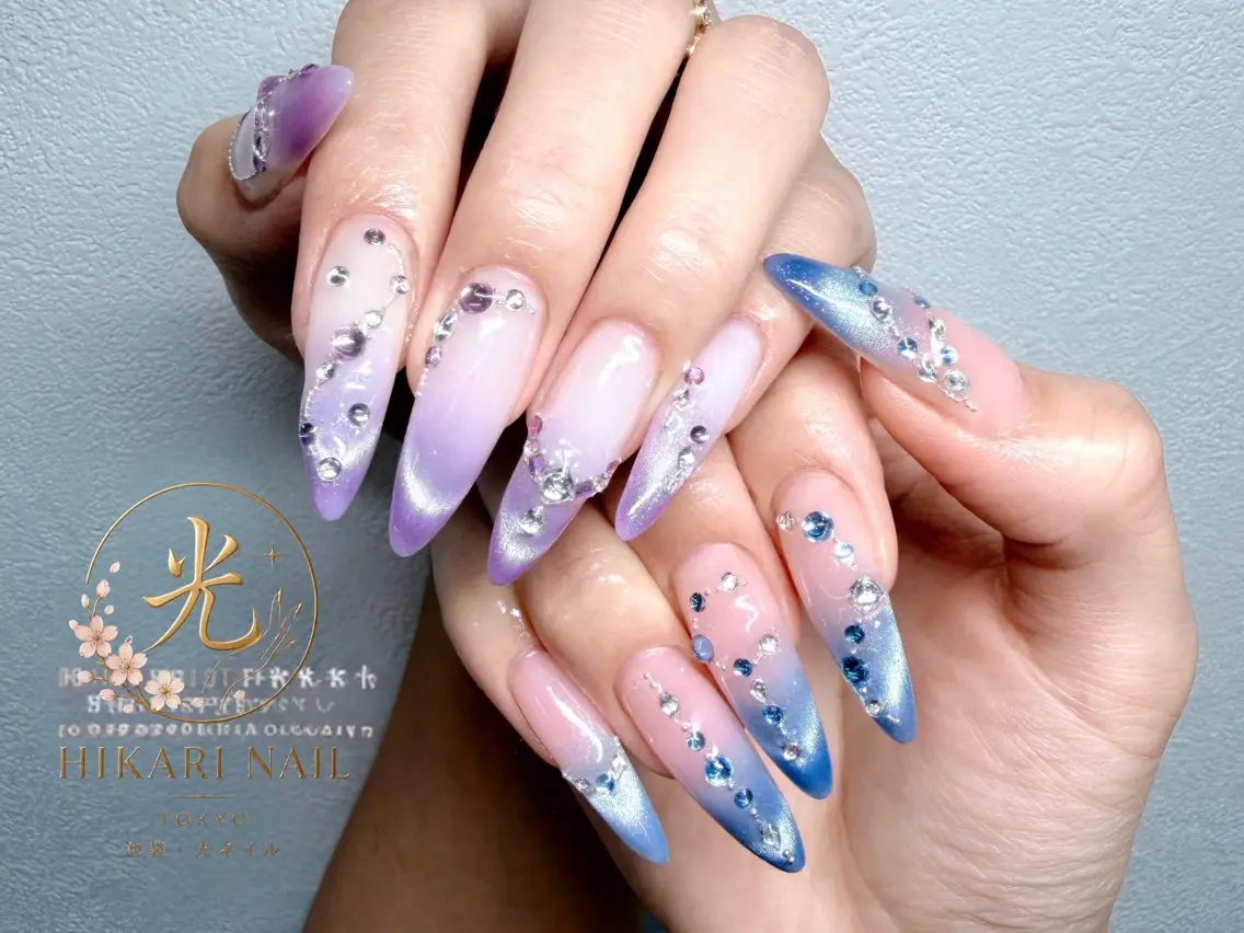 ネイル チークネイル 長さ出し フレンチネイル ガーリー ハート ハンドネイル HikariNail Ikebukuroのネイルデザイン