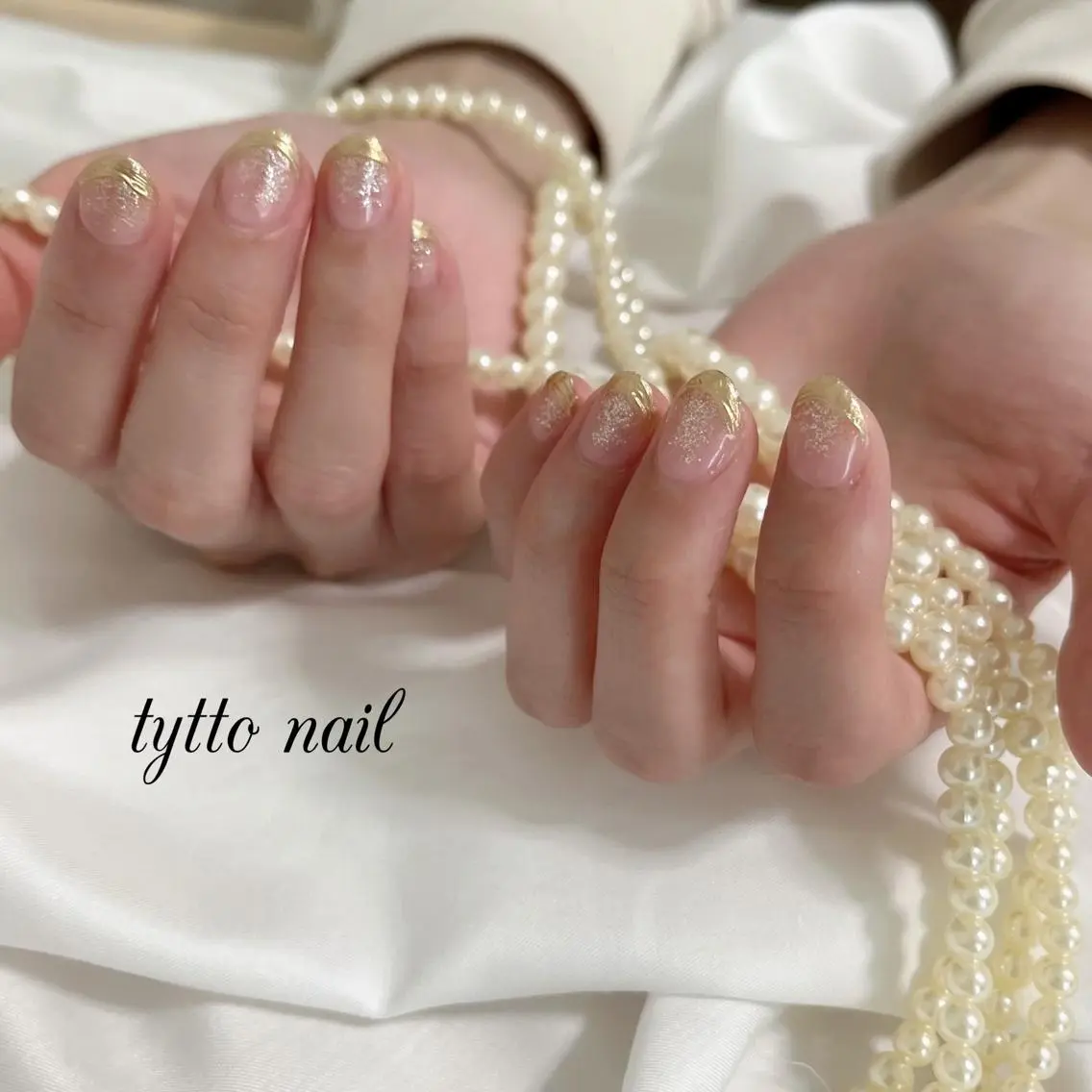 ネイル フレンチネイル ラメ(グリッター) ミラーネイル シンプルネイル ブライダルネイル ハンドネイル tytto nail ❤︎‪‪eri‪‪のネイルデザイン