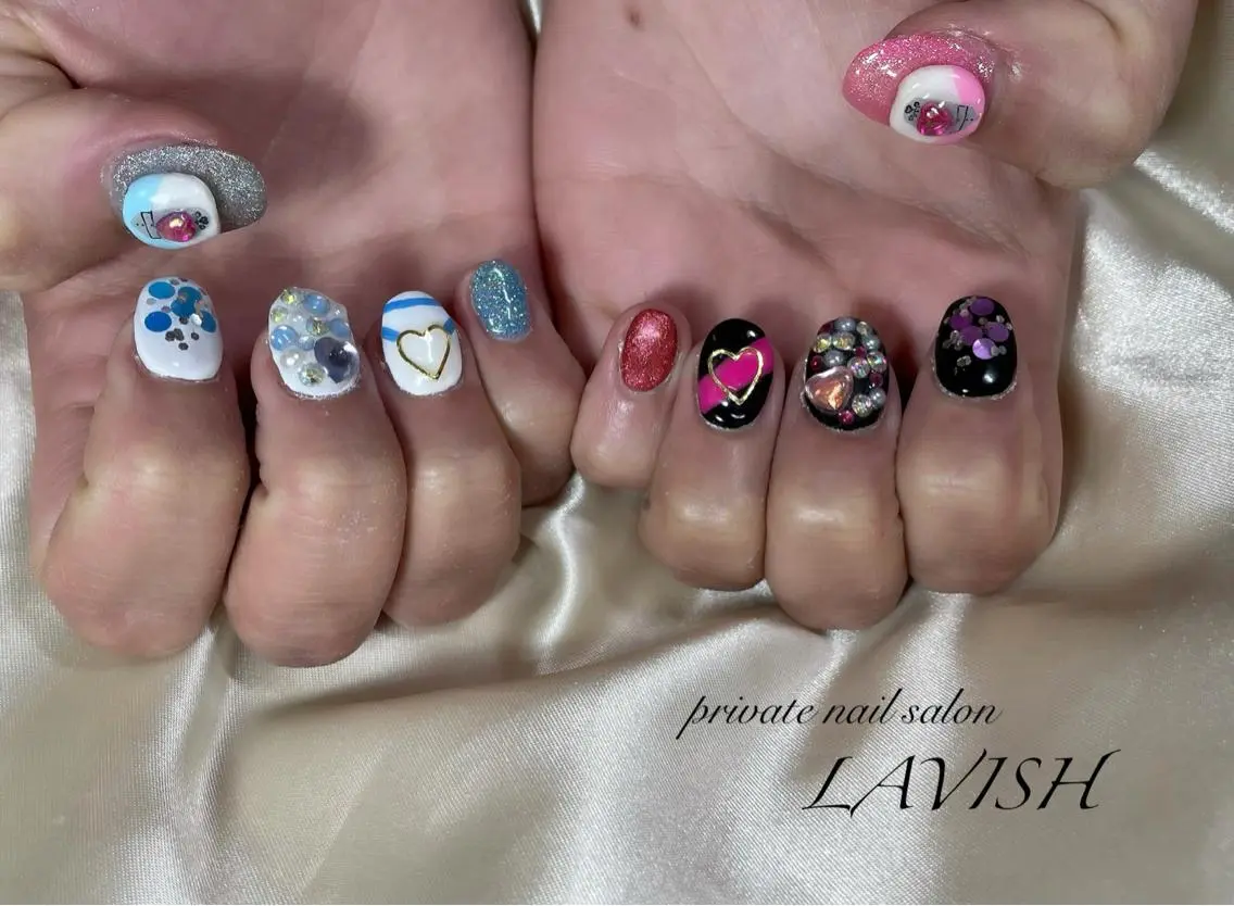 ネイル 氷ネイル・うるうるネイル ニュアンスネイル ワンカラーネイル 春ネイル LAVISH 大和店 emi･:*+のネイルデザイン