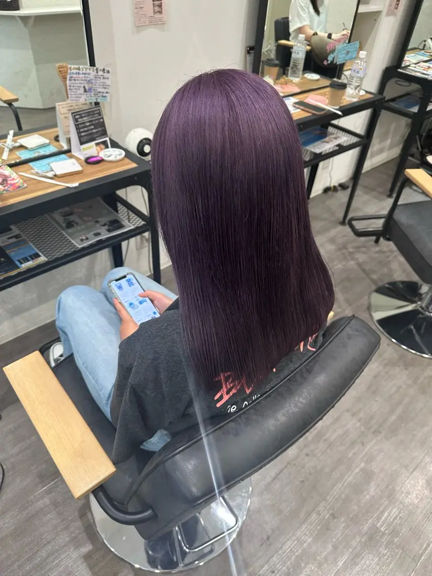 セミロング カラー ラベンダーカラー ヘアカラー トリートメント 艶髪レイヤー上田 紗也🇰🇷💗のヘアスタイル