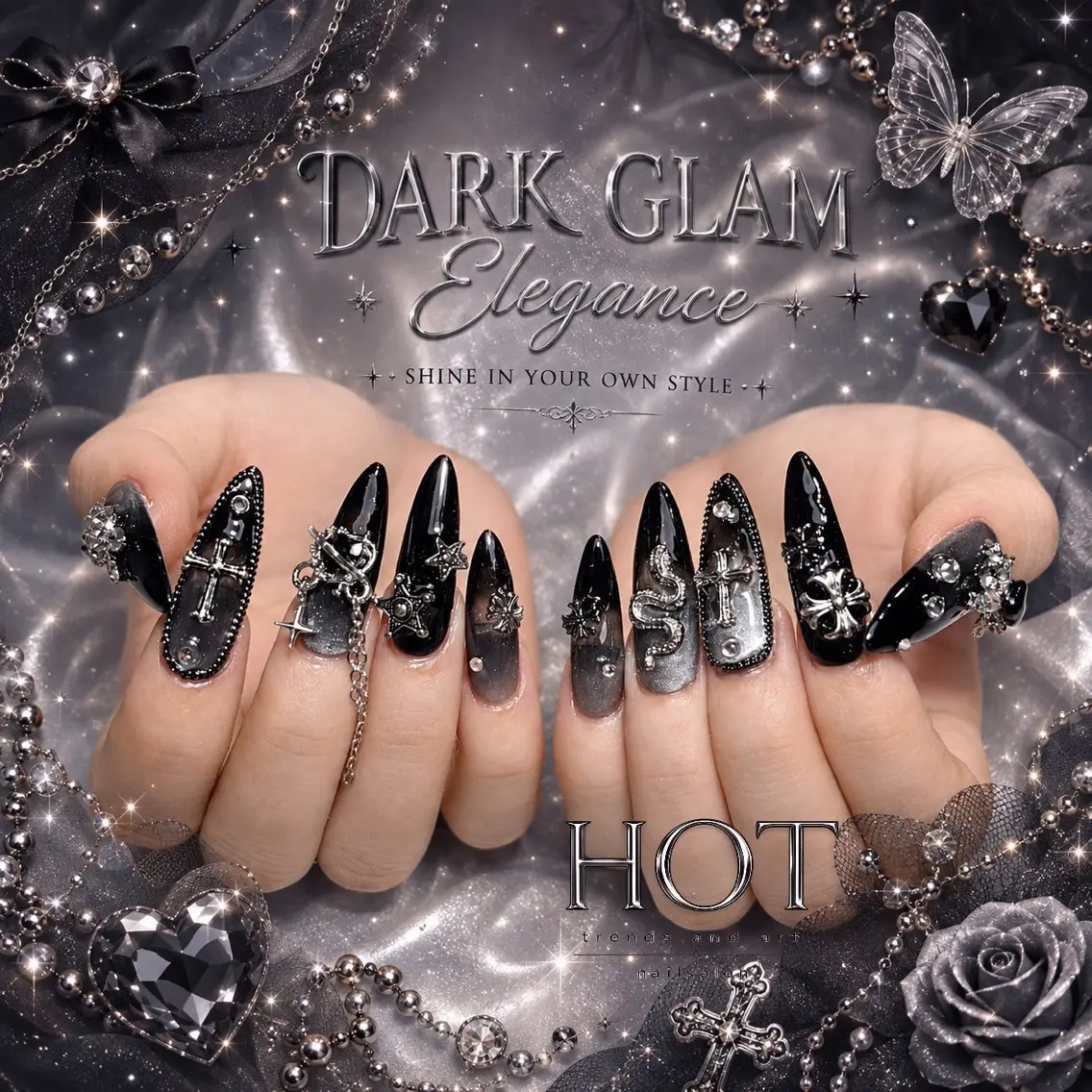 ネイル アートネイル オーロラネイル クリアネイル 長さ出し フレンチネイル ハンドネイル HOT Nail Salonのネイルデザイン